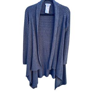 Skinnygirl Womens Draped Front Ribbed Open Front‎ Knit Cardigan Sweater Grey S